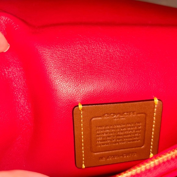 Coach Pillow Tabby Shoulder Bag 26, Red Apple, Leather, Small Purse, C Logo - Picture 12 of 13